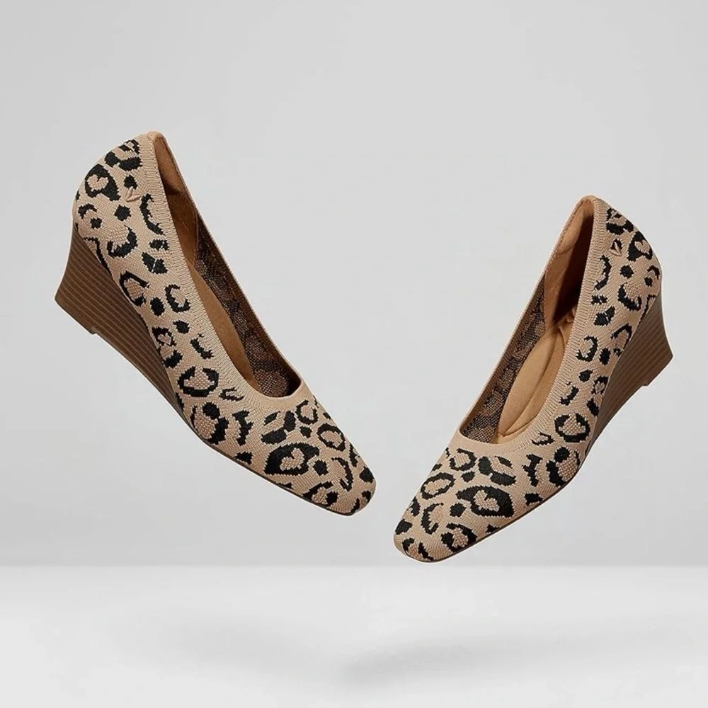 Vivaia | Margot Leopard-Print Wedge Pumps, Size EU43